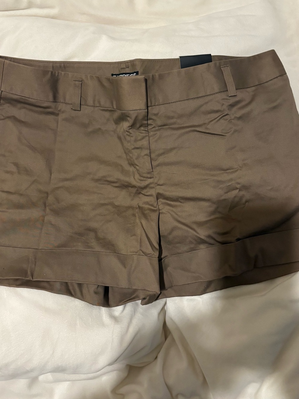 Express High-Rise Tailored Shorts in Brown
